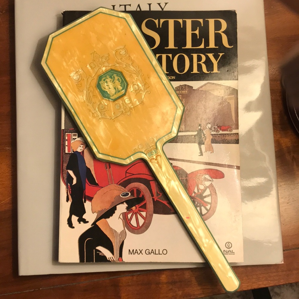 Vintage 3 Graces Green & Gold Hand-mirror